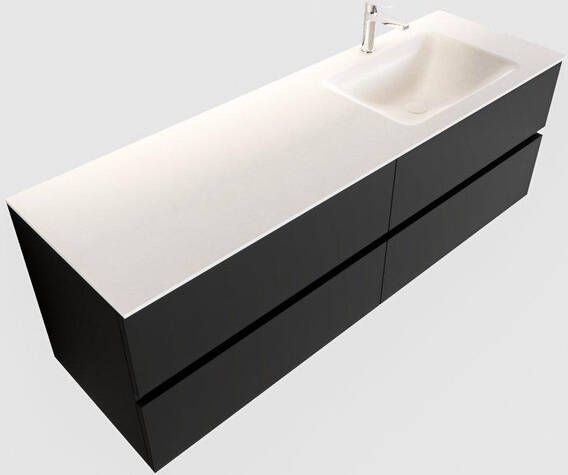 Mondiaz VICA Badkamermeubelset 150cm 4 lades wasbak Cloud rechts 1 kraangat solid surface urban PC75341546