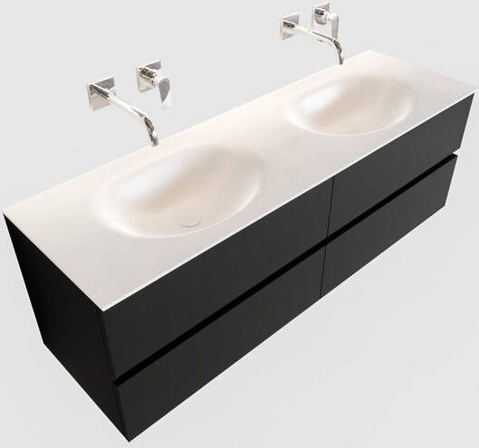 Mondiaz VICA Badkamermeubelset 150cm 4 lades wasbak Moon dubbel 0 kraangaten solid surface urban PC75341538