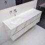 Mondiaz VICA Badkamermeubelset 150cm 4 lades wasbak Moon links 0 kraangaten solid surface carrara marmer PC75341619 - Thumbnail 1