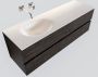 Mondiaz Vica Moon badmeubel eiken donker bruin 150 cm 4 lades solid surface enkele spoelbak links zonder kraangat - Thumbnail 1