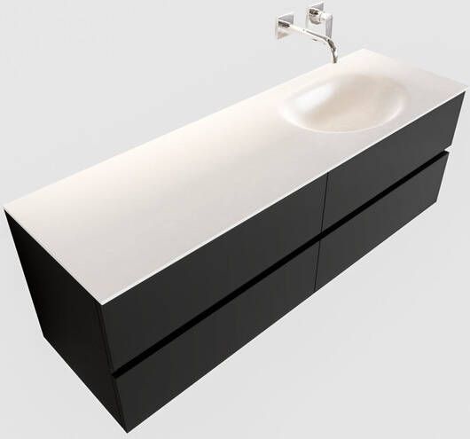 Mondiaz VICA Badkamermeubelset 150cm 4 lades wasbak Moon rechts 0 kraangaten solid surface urban PC75341537