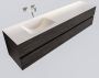 Mondiaz Vica Cloud badmeubel eiken donker bruin 200 cm 4 lades solid surface enkele spoelbak links zonder kraangat - Thumbnail 1
