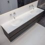 Mondiaz VICA Badkamermeubelset 200cm 4 lades wasbak Moon dubbel 0 kraangaten solid surface dark brown PC75341662 - Thumbnail 1