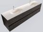 Mondiaz VICA Badkamermeubelset 200cm 4 lades wasbak Moon dubbel 2 kraangaten solid surface dark brown PC75341665 - Thumbnail 1