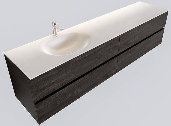Mondiaz VICA Badkamermeubelset 200cm 4 lades wasbak Moon links 1 kraangat solid surface dark brown PC75341663