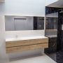 Mondiaz VICA Badkamermeubelset 200cm 4 lades wasbak Moon links 1 kraangat solid surface washed oak PC75341669 - Thumbnail 1