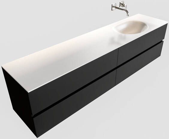 Mondiaz VICA Badkamermeubelset 200cm 4 lades wasbak Moon rechts 0 kraangaten solid surface urban PC75341697