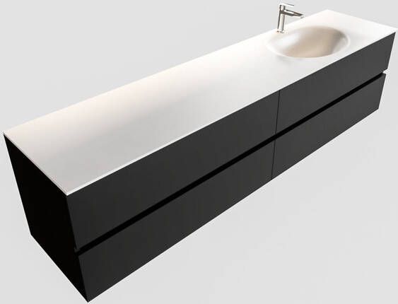 Mondiaz VICA Badkamermeubelset 200cm 4 lades wasbak Moon rechts 1 kraangat solid surface urban PC75341700 - Foto 1