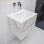 Mondiaz VICA Badkamermeubelset 60cm 2 lades wasbak Cloud midden 0 kraangaten solid surface carrara marmer PC75341580 - Thumbnail 1