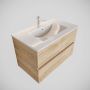 Mondiaz VICA Badkamermeubelset 80cm 2 lades wasbak Denia midden 1 kraangat solid surface washed oak PC75341319 - Thumbnail 1