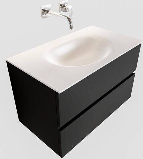 Mondiaz VICA Badkamermeubelset 80cm 2 lades wasbak Moon midden 0 kraangaten solid surface urban PC75341467