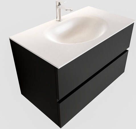 Mondiaz VICA Badkamermeubelset 80cm 2 lades wasbak Moon midden 1 kraangat solid surface urban PC75341468