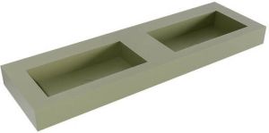 Mondiaz ZINK Army vrijhangende solid surface wastafel 150cm dubbel rand 12cm XM49430Army