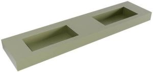 Mondiaz ZINK Army vrijhangende solid surface wastafel 190cm dubbel rand 12cm XM49446Army