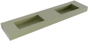 Mondiaz ZINK Army vrijhangende solid surface wastafel 200cm dubbel rand 12cm XM49450Army