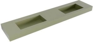 Mondiaz ZINK Army vrijhangende solid surface wastafel 210cm dubbel rand 12cm XM49454Army