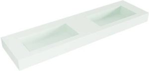 Mondiaz ZINK Greey vrijhangende solid surface wastafel 170cm dubbel rand 12cm XM49438Greey