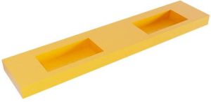 Mondiaz ZINK Ocher vrijhangende solid surface wastafel 220cm dubbel rand 12cm XM49458Ocher