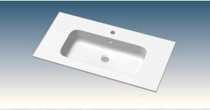 Nemo Go Paco meubelwastafel 90x46x1.5cm 1 geïntegreerde wasbak 1 kraangat kunstmarmer wit glans M06979KBIA