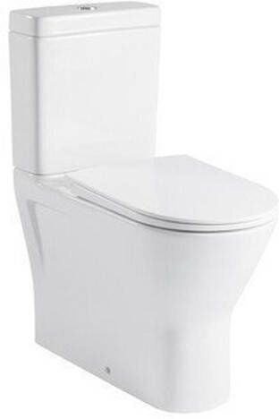 Nemo GO XComfort PACK staand toilet verhoogd 45 cm zonder spoelrand muuraansluiting H PK 18 cm met dunne zitting softclose wit RST16AWHA+RST15AWHA+RESC0004