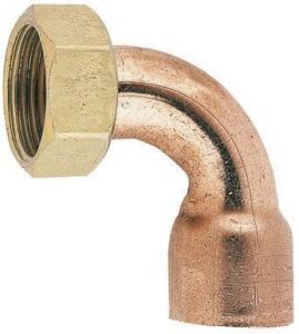 Nemo Kraagstuk gebogen met moer rood koper D buis 14 mm 12 05074