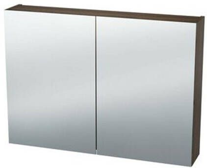 Nemo Spring Nebulo luxe spiegelkast 80x65x17.8cm 2 dubbelzijdige spiegeldeuren glazen leggers met stopcontact zonder schakelaar kleur: H3710 ST9 Carini Walnut Natur 20037049