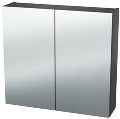 Nemo Spring Nebulo spiegelkast 60x65x17.8cm 1 deur glazen leggers met stopcontact zonder schakelaar kleur: U960 ST9 Onyx Grey 20036930