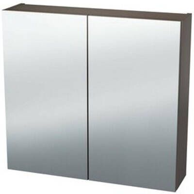 Nemo Spring Nebulo spiegelkast 60x65x17.8cm 1 deur glazen leggers met stopcontact zonder schakelaar kleur: U730 ST9 Basalt 20036927