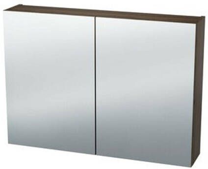 Nemo Spring Nebulo spiegelkast 80x65x17.8cm 2 deuren glazen leggers met stopcontact zonder schakelaar kleur: H3710 ST9 Carini Walnut Natur 20036949