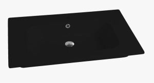 Nemo Spring Nubes tablet porselein 1 wastafel met kraangat met overloop 610 x 465 x 170 mm zwart QS06146152