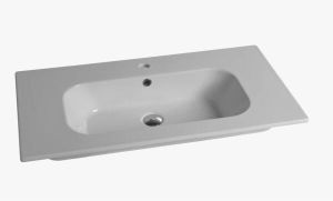Nemo Spring Nubes tablet porselein 1 wastafel met kraangat met overloop 810 x 465 x 170 mm hoogglans wit QS08146101