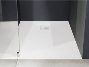 Nemo Spring Trendy douchebak 1600 x 900 x 30 mm Pietrablu wit antislip antibacterieel bestand tegen UVstralen met afvoer en afdekplaat in wit SKU 121879
