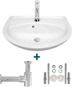 Nemo Start Star fonteinset 45x33cm met overloop inclusief sifon en 14cm koudwaterkraan porselein wit sw10088 sw10735 sw21230 sw285898 sw290278
