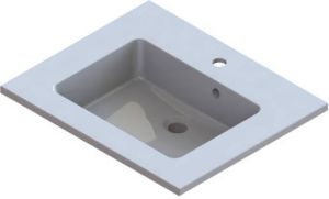 Nemo Start Taz meubelwastafel mineraalmarmer 600x500 mm wit met overloop diepte waskom 111 cm kraangat D35 mm dikte tablet 2 cm 928360