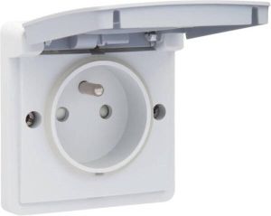 Niko New Hydro opbouwwandcontacdoos 16 A 250 Vac met penaarde kinderveiligheid en met schroefklemmen exclusief opbouwdoos lichtgrijs