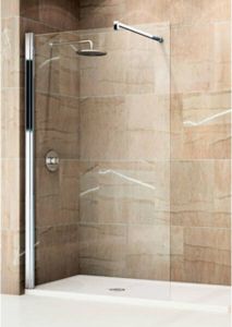 Novellini Giada inloopdouche H 60x195cm met muursteun 100cm chroom helder GIADAH601K