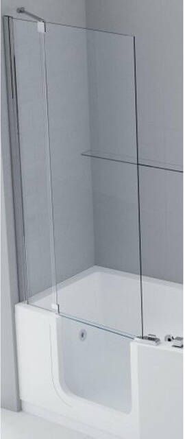 Novellini Iris Combi badwand met vast segment links 86x150cm chroom profiel en helder glas IRIS2V80S1K