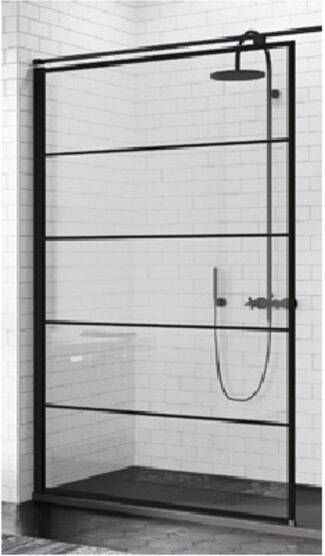 Novellini Kuadra inloopdouche 120 ver.117-120 stripes motief zwart mat zwart kuadh120-82h