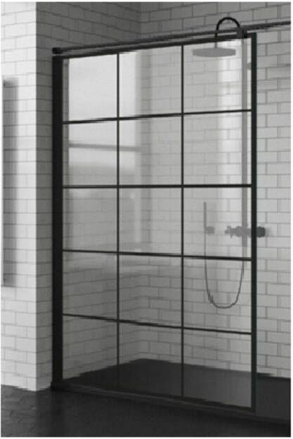 Novellini Kuadra inloopdouche 80 ver.77-80cmSquare motief zwart mat zwart kuadh80-81h