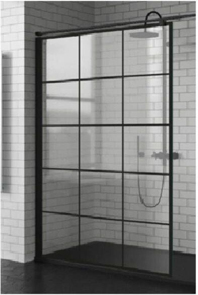 Novellini Kuadra inloopdouche 90 ver.87-90cmSquare motief zwart mat zwart KUADH9081H