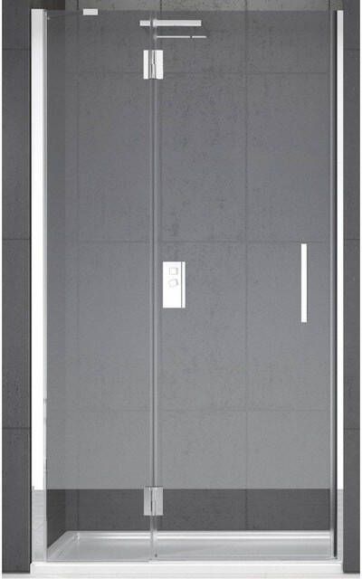 Novellini Louvre G draaideur voor nis 108 111x195cm links mat chroom helder LOUVNG110LS1B