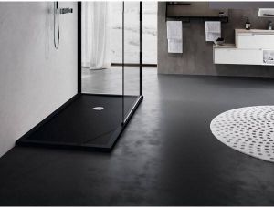 Novellini Olympic Plus douchebak acryl rechthoekig 160x70x12.5cm incl. poten en sifon zwart OL160701128
