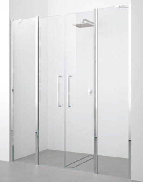 Novellini Young 2.0 2A draaideur 2 delig met vaste segmenten voor nis 117 121x200cm chroom satin Y22A1174K
