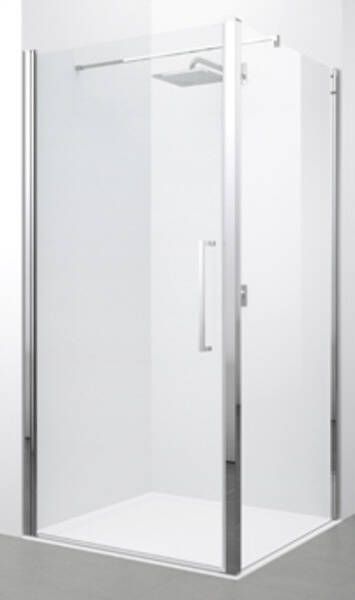 Novellini Young 2.0 F1 zijwand 73 75x200cm met chroom mat profiel en helder glas Y2F1B731B