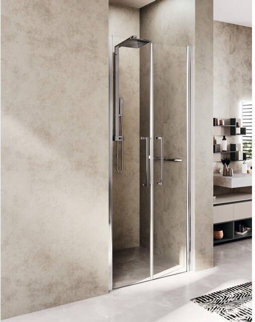 Novellini Young douchedeur 107 2-dlg draaideur verstelbaar van 107-111cm helder glas wit mat y22b107-1u