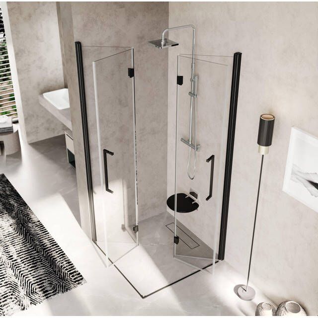 Novellini Younghoekinstap vouwdeur glasdikte 6mm89 91x200cmmat wit helder y22gs89-1u