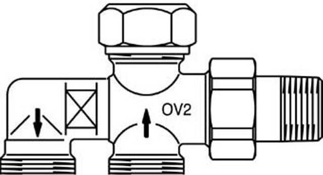 Oventrop Duo onderblok 2-pijps M24x1.5 vast 1182551