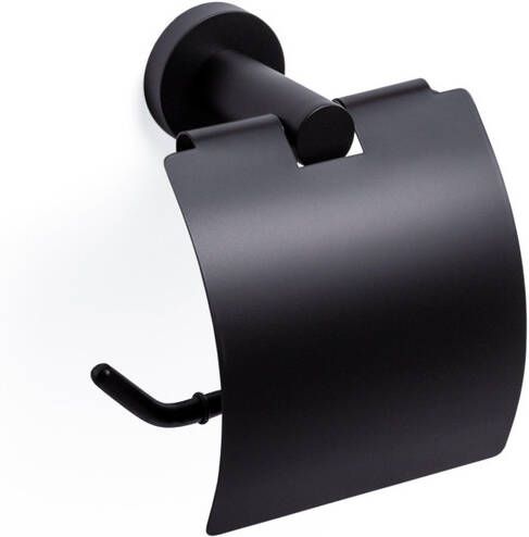 Ozean Eternal toiletrolhouder met klep rond mat zwart OUTLET