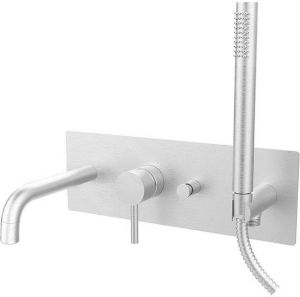 Paffoni Light badmengkraan met omstel inclusief doucheset RVS geborsteld LIG001ST102