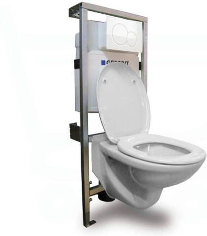 Plieger brussel toiletset inclusief Inbouwreservoir en closetzitting Geberit Sigma 01 afdekplaat wit 0190660 4345102 0701131 0700518